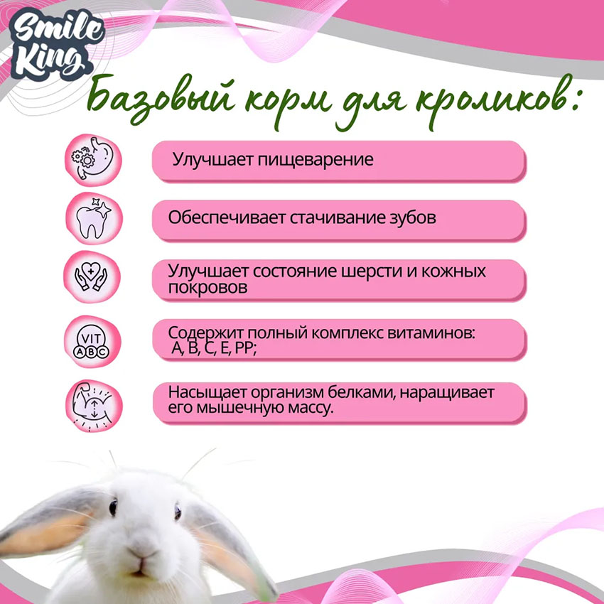 Корм для кроликов Basic Smile King 400г сухой (Беларусь)