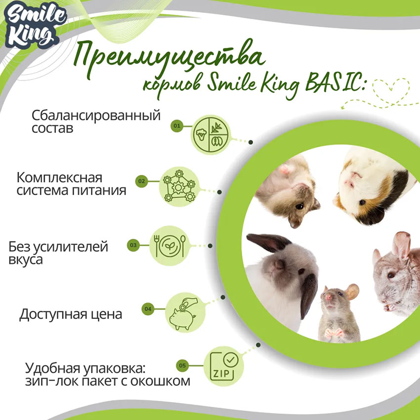 Корм для шиншилл Basic Smile King 10 кг сухой (Беларусь)