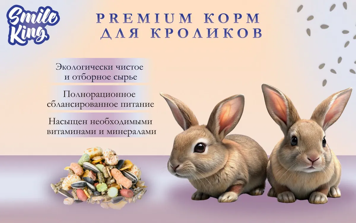 Корм для кроликов Premium Smile King 600г сухой (Беларусь)