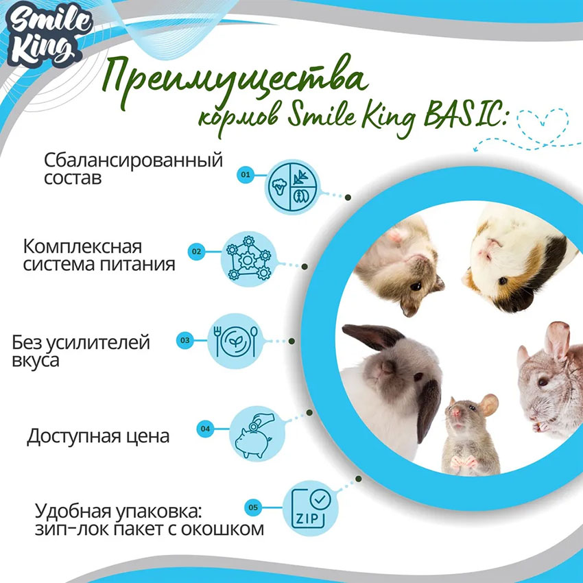 Корм для крыс Basic Smile King 10 кг сухой (Беларусь)